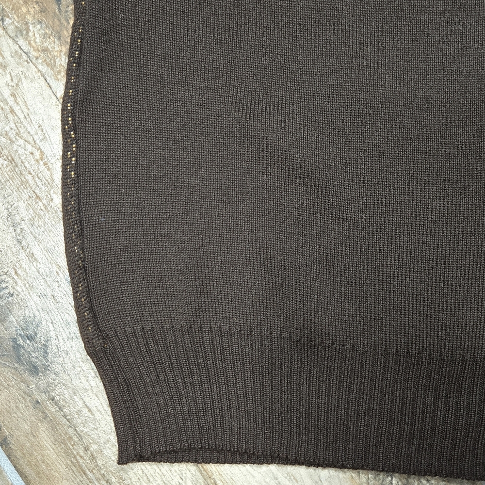 Vintage 70s Givenchy Nouvelle Boutique Vest Brown Yellow Graphic Womens Size 2 - Picture 15 of 16